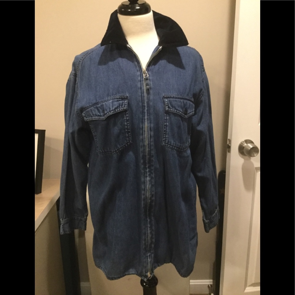 Solutions Original, Small, Long sleeve jean top, zippered front